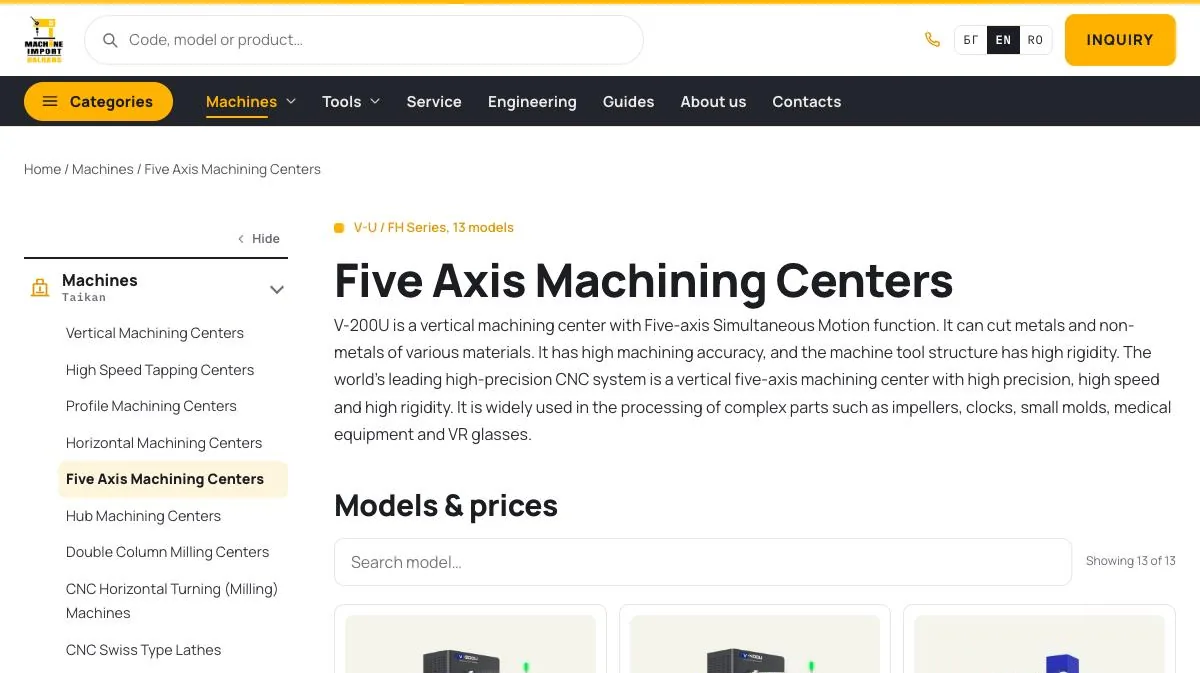 5-axis machining centres, machine-import.com