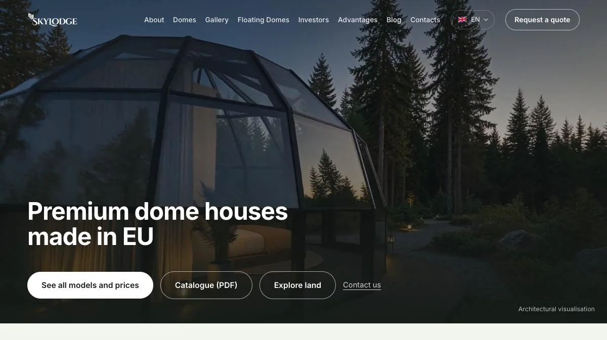 The home page of skylodges.eu